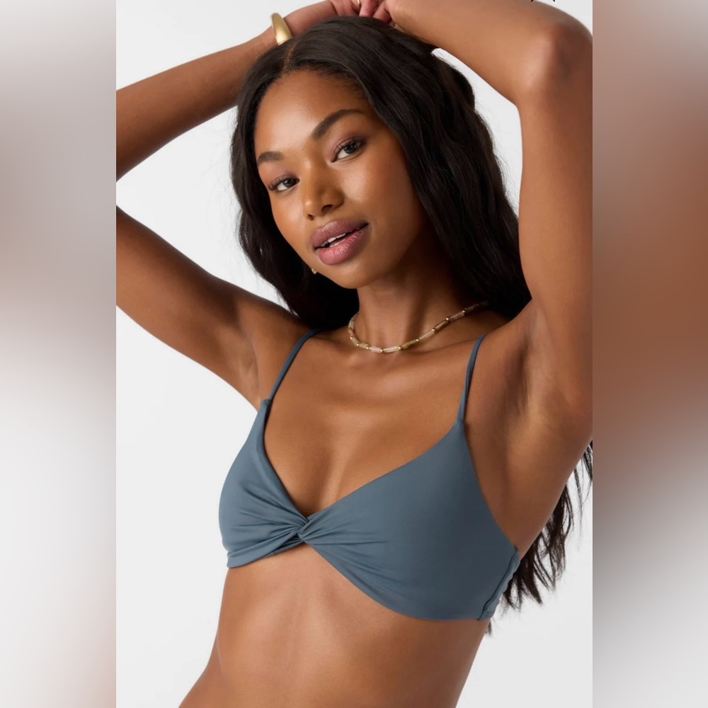 O’NIELL SALTWATER SOLIDS MALIBU TWIST BRALETTE TOP - slate